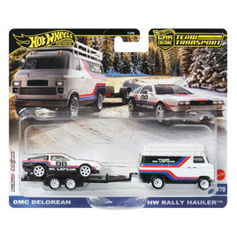 IN STOCK! Hot Wheels Team Transport 2025 Mix 2 Vehicle, DMC DeLorean with HW Rally Hauler