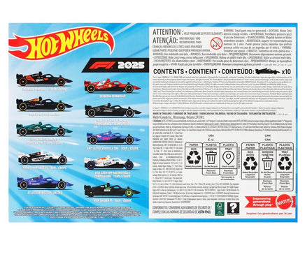 Hot Wheels Formula 1 2025 10-Pack JMM24 - back packaging