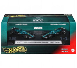 Hot Wheels Premium Formula 1 2025 Aston Martin Aramco Lance Stroll and Fernando Alonso 2-pack box