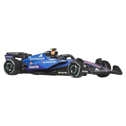 Official Mattel Creations close-up of Hot Wheels Premium Atlassian Williams Racing Carlos Sainz #55