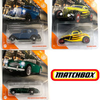 
              IN STOCK! MACTHBOX Metal Parts SET OF 3. 1933 Plymouth Sedan, 1963 Austin Healey Roadster, 1933 Ford Coupe
            