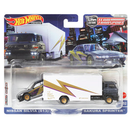 IN STOCK! Hot Wheels Team Transport: Nissan Silvia (S13) w/Sakura Sprinter Mix 1 2023