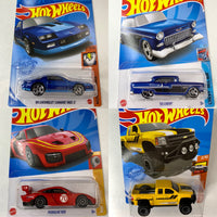 
              IN STOCK! 2021 Hot Wheels Mainline. SET OF 4. ‘85 Chevrolet Camero IROC-Z, ‘55 Chevy, Chevy Silverado Off Road, Porche 935
            