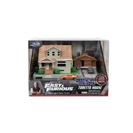 IN STOCK! Fast and Furious Nano Scene Hollywood Rides Dom Torretto's House and Die-Cast Metal Vehicle Playset